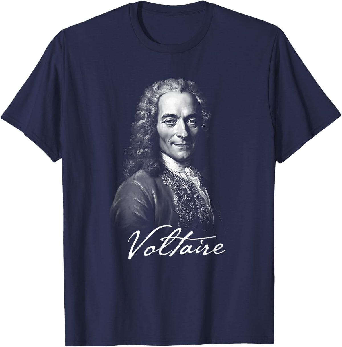 Voltaire Portrait Enlightenment French Philosopher T-Shirt - Navy Blue