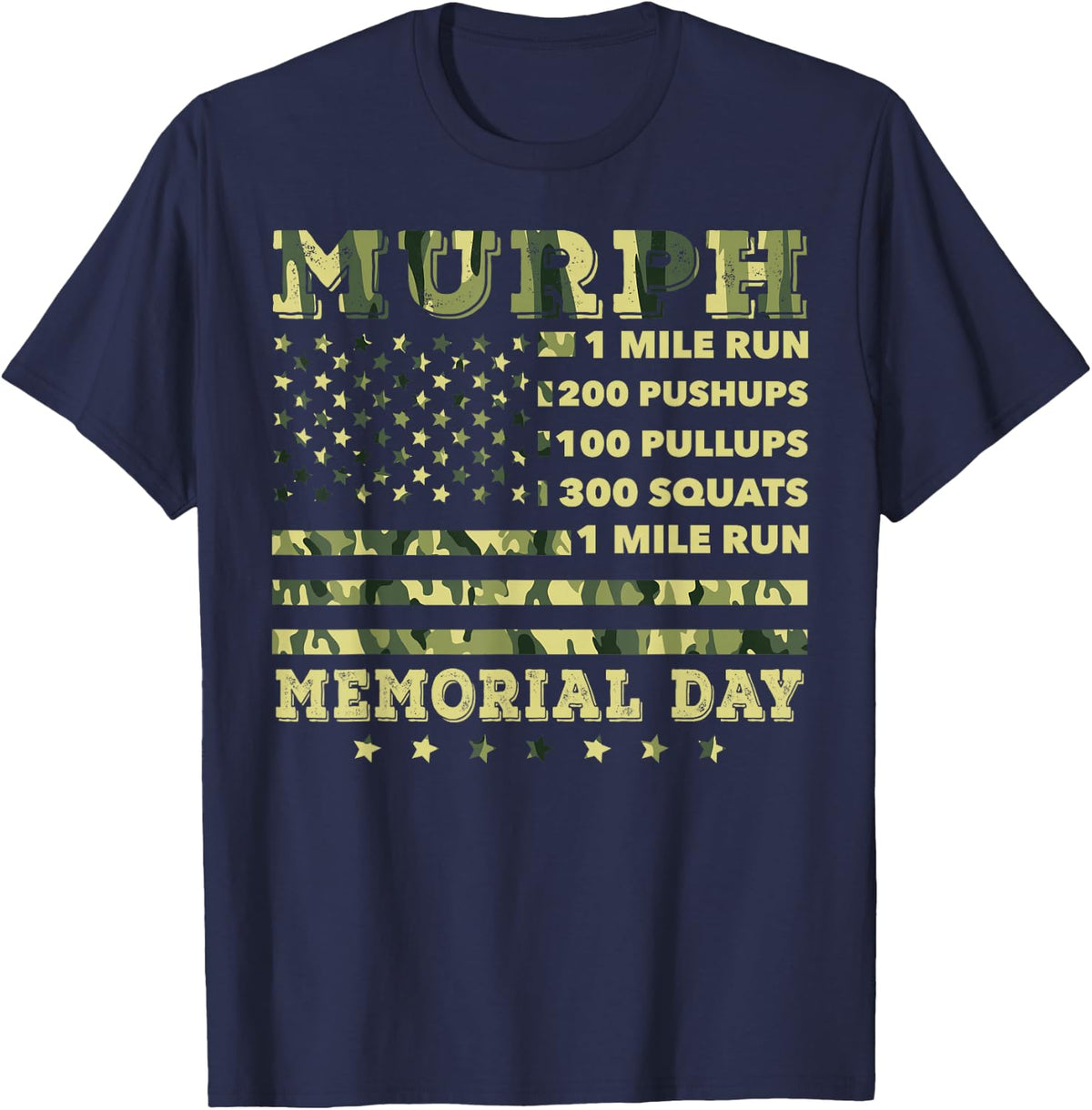 Murph 2021 Workout Challenge American Memorial Day Murph T-Shirt - Navy Blue
