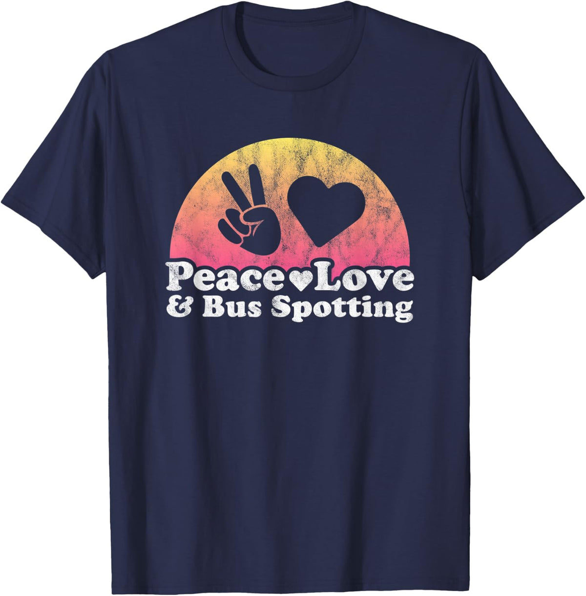 Peace Love and Bus Spotting T-Shirt - Navy Blue