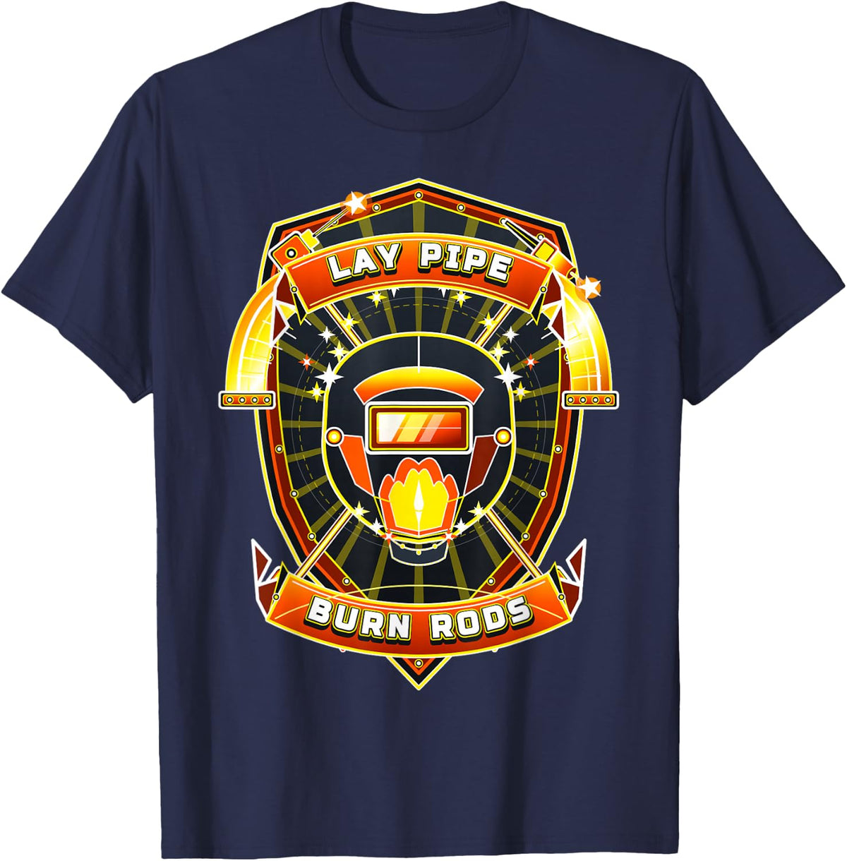 Pipeline Rig Welder Pipefitter Vintage Tradesman T-Shirt - Navy Blue