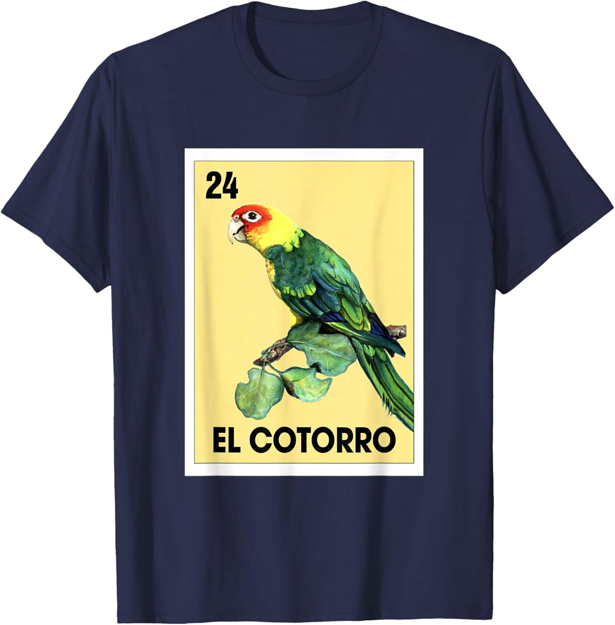 El Cotorro Mexican Bingo Card Game The Parrot Parakeet T-Shirt - Navy Blue