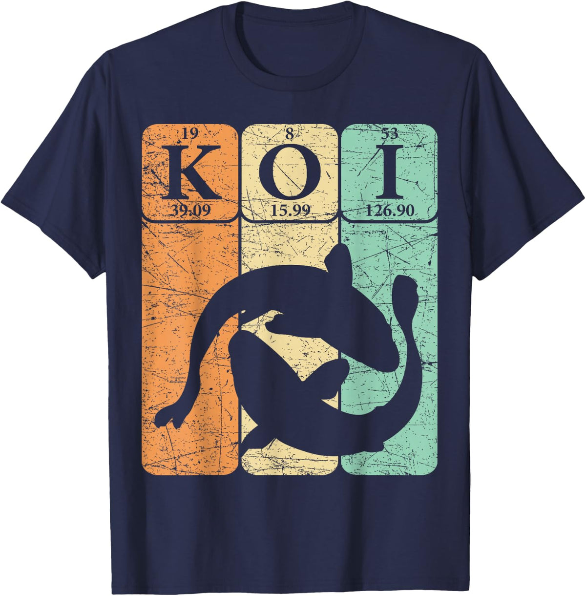 Koi Periodic Table Elements Japanese Koi Carp Fish T-Shirt - Navy Blue