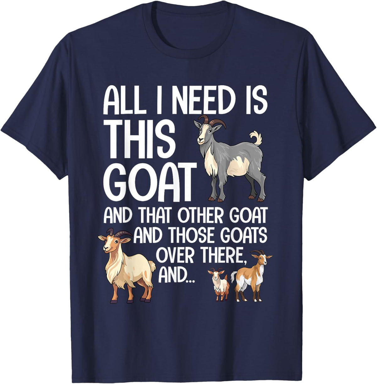 Funny Goat Design For Men Women Kids Boer Pygmy Goat Lover T-Shirt - Navy Blue