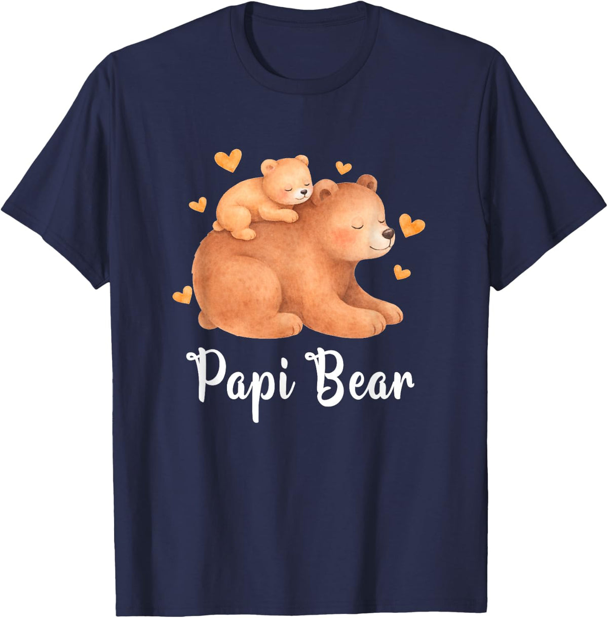 Papi Bear Spanish Dad Announcement Baby Shower Cute T-Shirt - Navy Blue