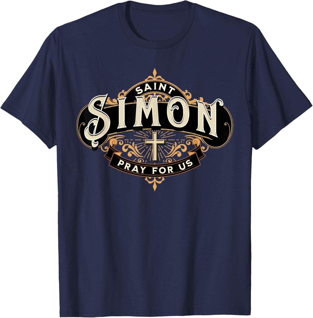 St Simon Twelve Apostles of Jesus Catholic Saint T-Shirt - Navy Blue