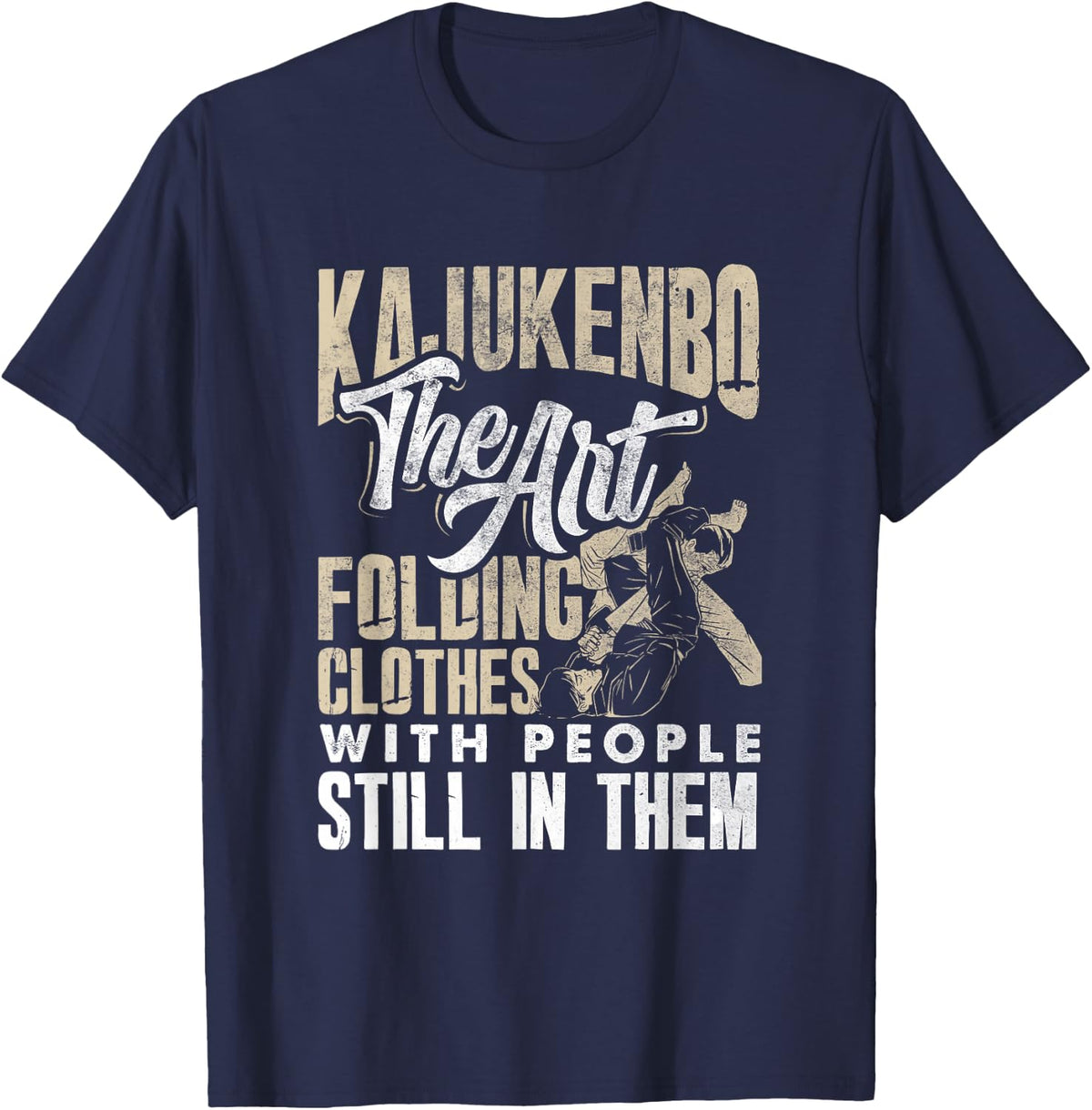 Kajukenbo Art Folding Clothes With People Karate Judo Fusion T-Shirt - Navy Blue