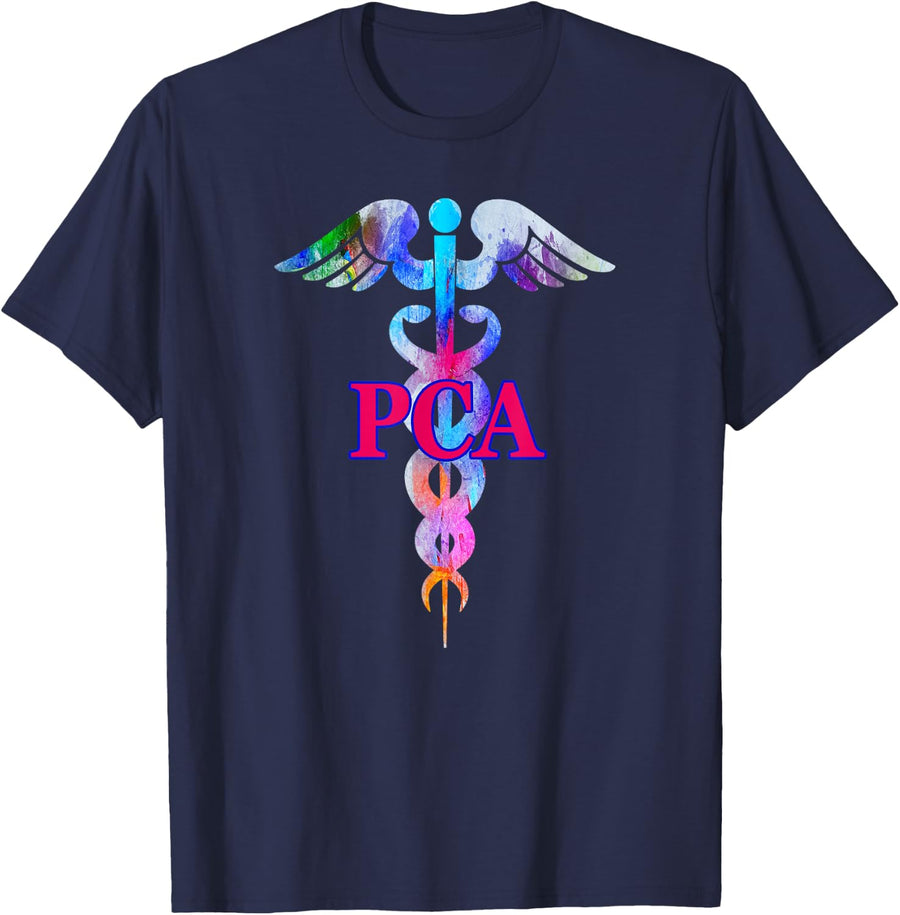 PCA Caduceus Watercolour Art Graphic T-Shirt - Navy Blue