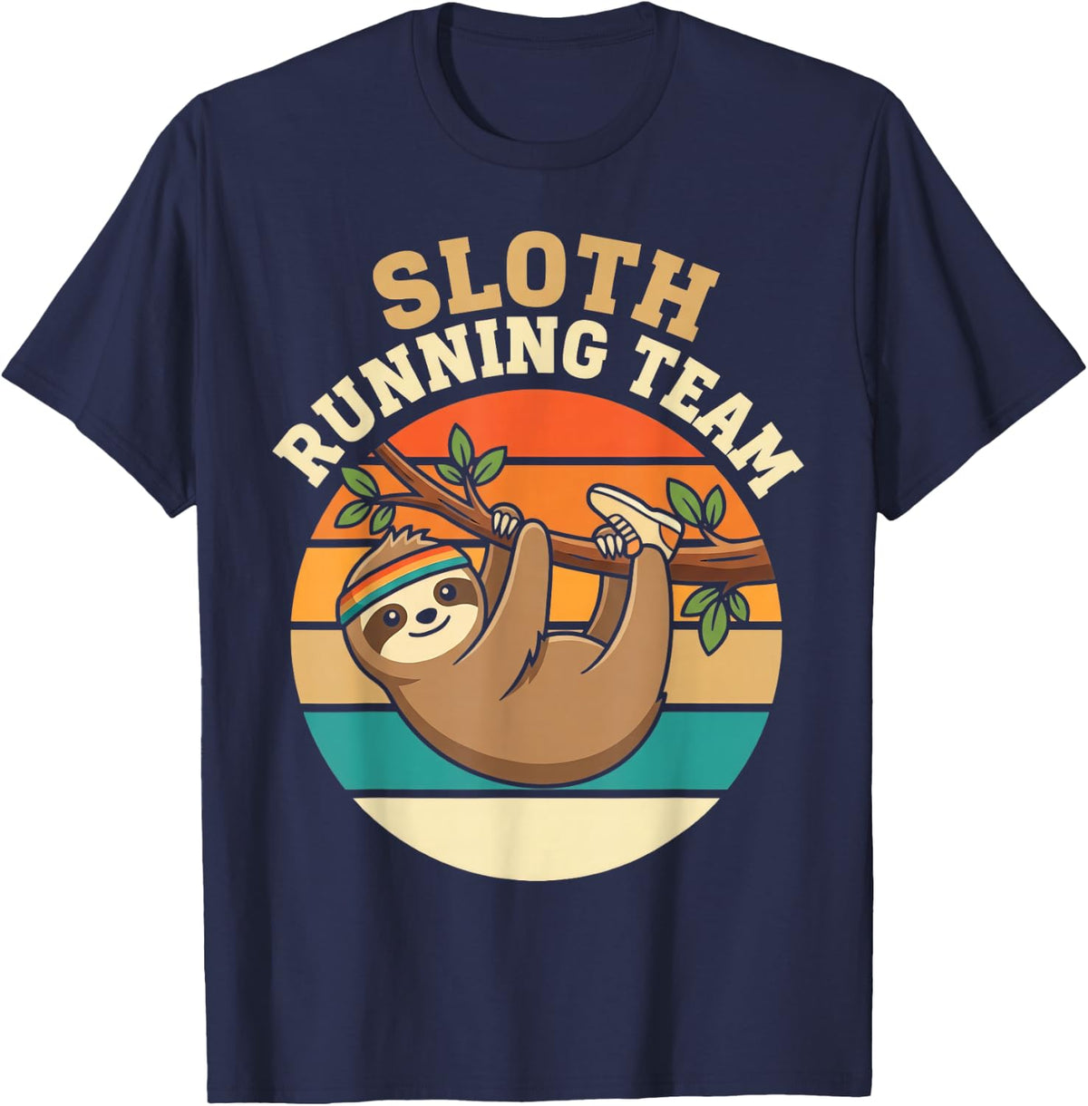 Sloth Running Team Funny Lazy Sloth Jogging Cardio Humor T-Shirt - Navy Blue
