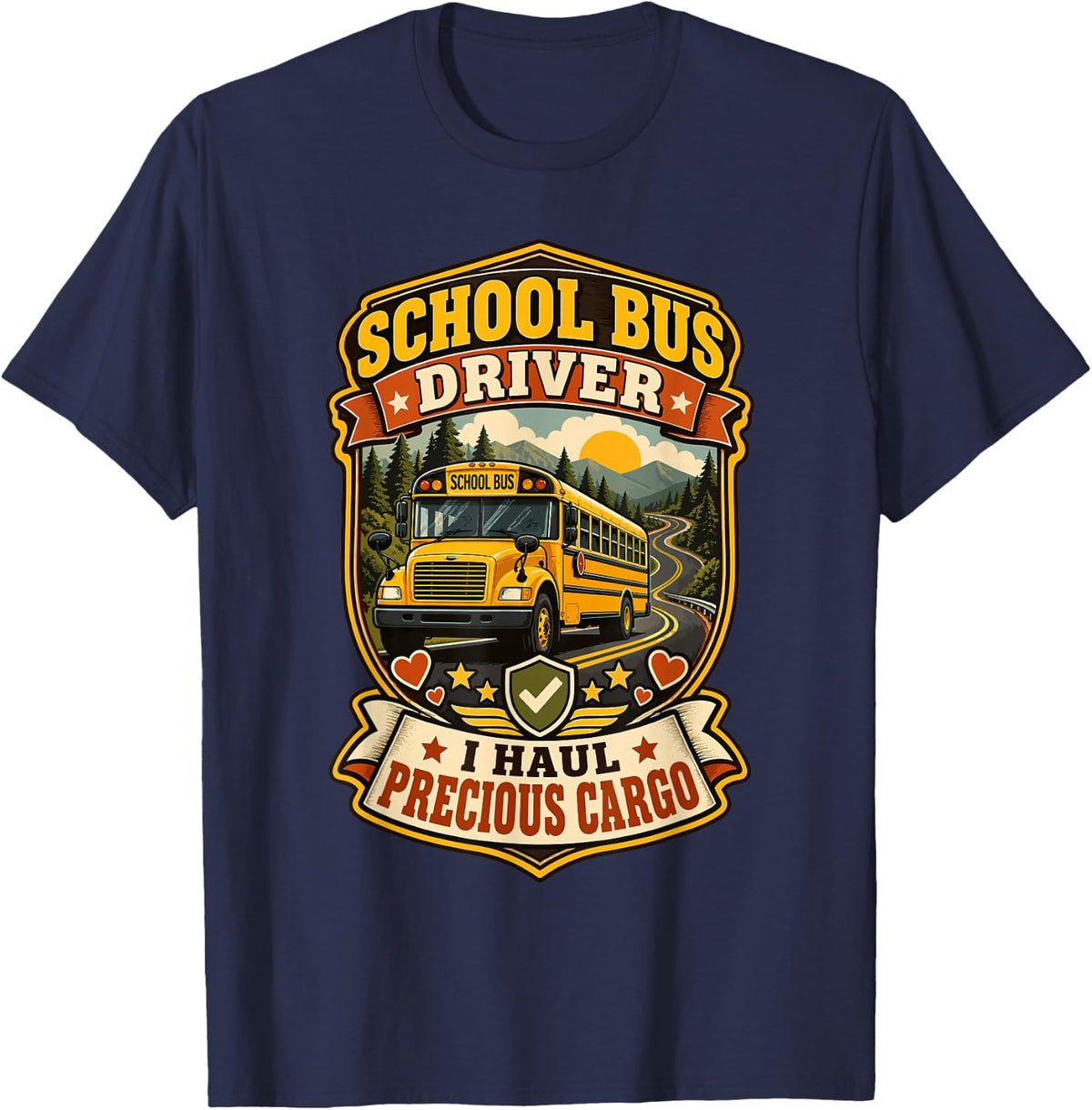 School Bus Driver I Haul Precious Funny School Bus Driver T-Shirt - Navy Blue