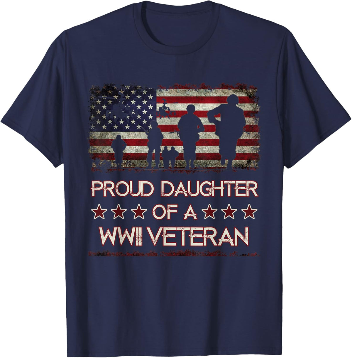 Proud Daughter of A WWII Veteran T-Shirts World War 2 Vet T-Shirt - Navy Blue