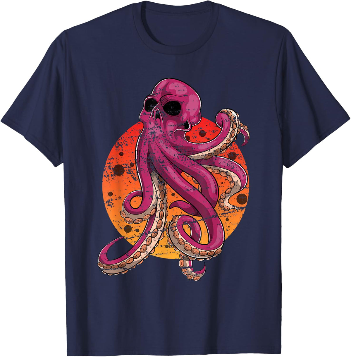 Skeleton Octopus T-Shirt - Navy Blue