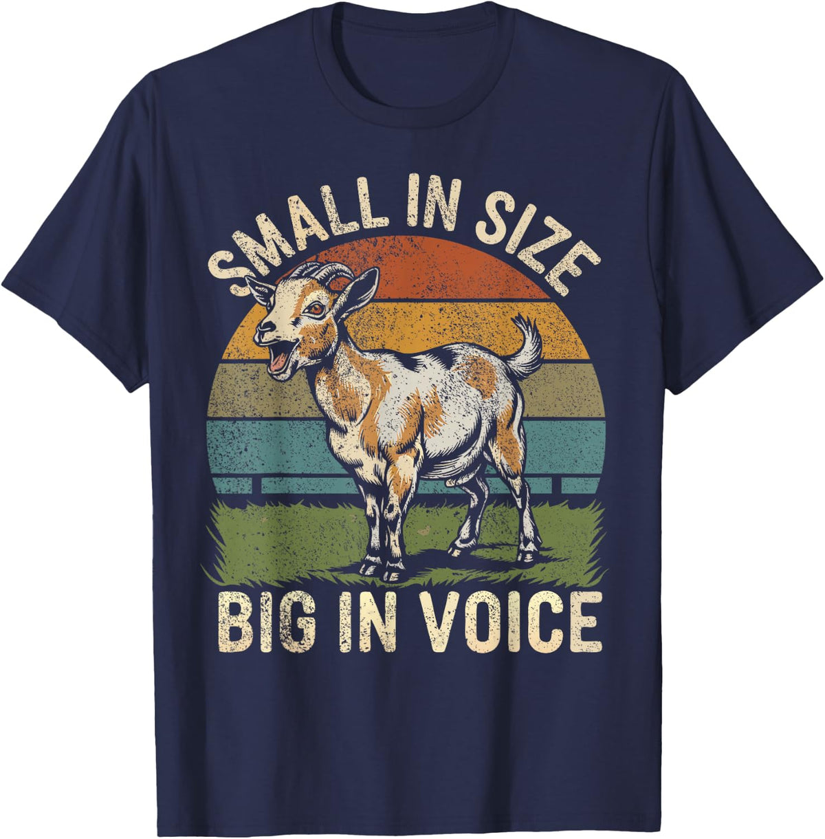 Funny Goat Small In Size Big In Voice Nigerian Dwarf Goat T-Shirt - Navy Blue