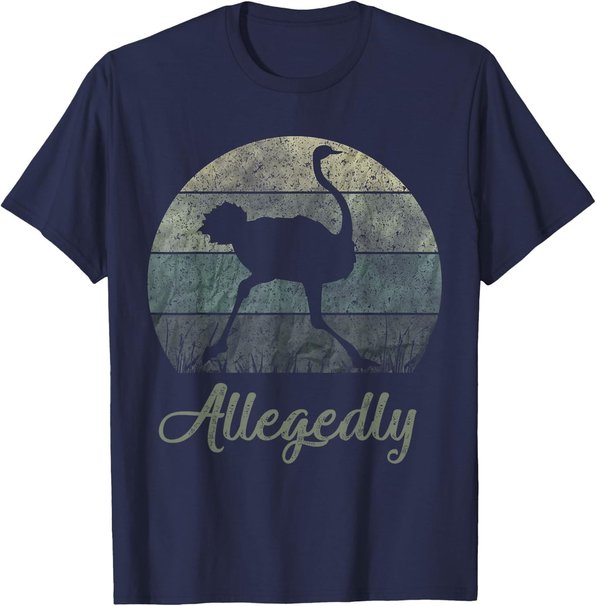 Vintage Allegedly Ostrich T-Shirt OSTRICHES Flightless Bird T-Shirt - Navy Blue