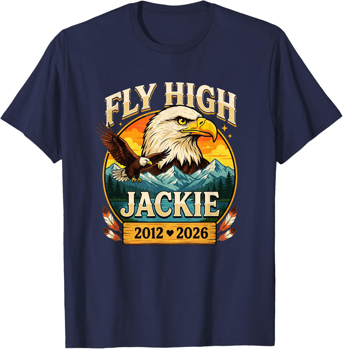 Fly High Jackie, Big Bear Jackie and Shadow Bald Eagle T-Shirt - Navy Blue