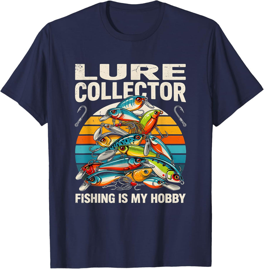 Fishing is My Hobby Lure Collector Angler T-Shirt - Navy Blue