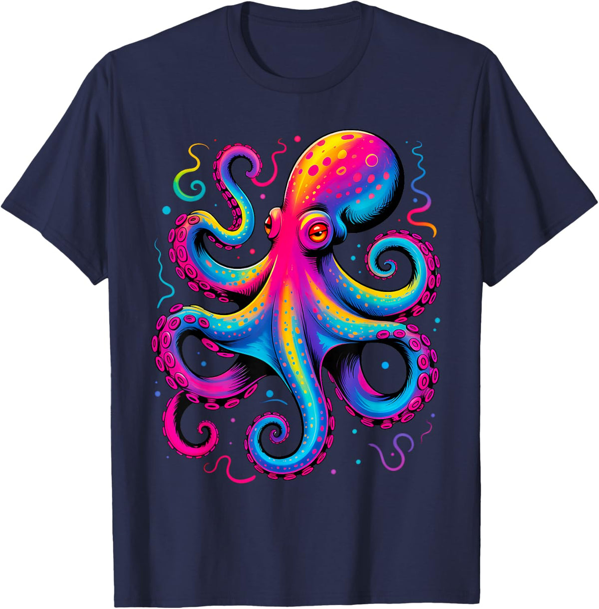 Psychedelic Octopus Kraken T-Shirt - Navy Blue