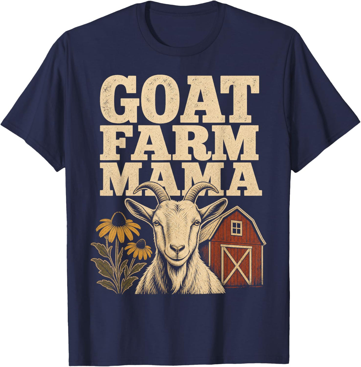 Goat Farm Mama Homestead Mother T-Shirt - Navy Blue