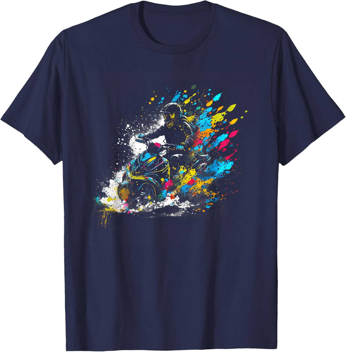 Splash Art Snowmobile Snow Machine Ski-Doo Snowmobiles T-Shirt - Navy Blue