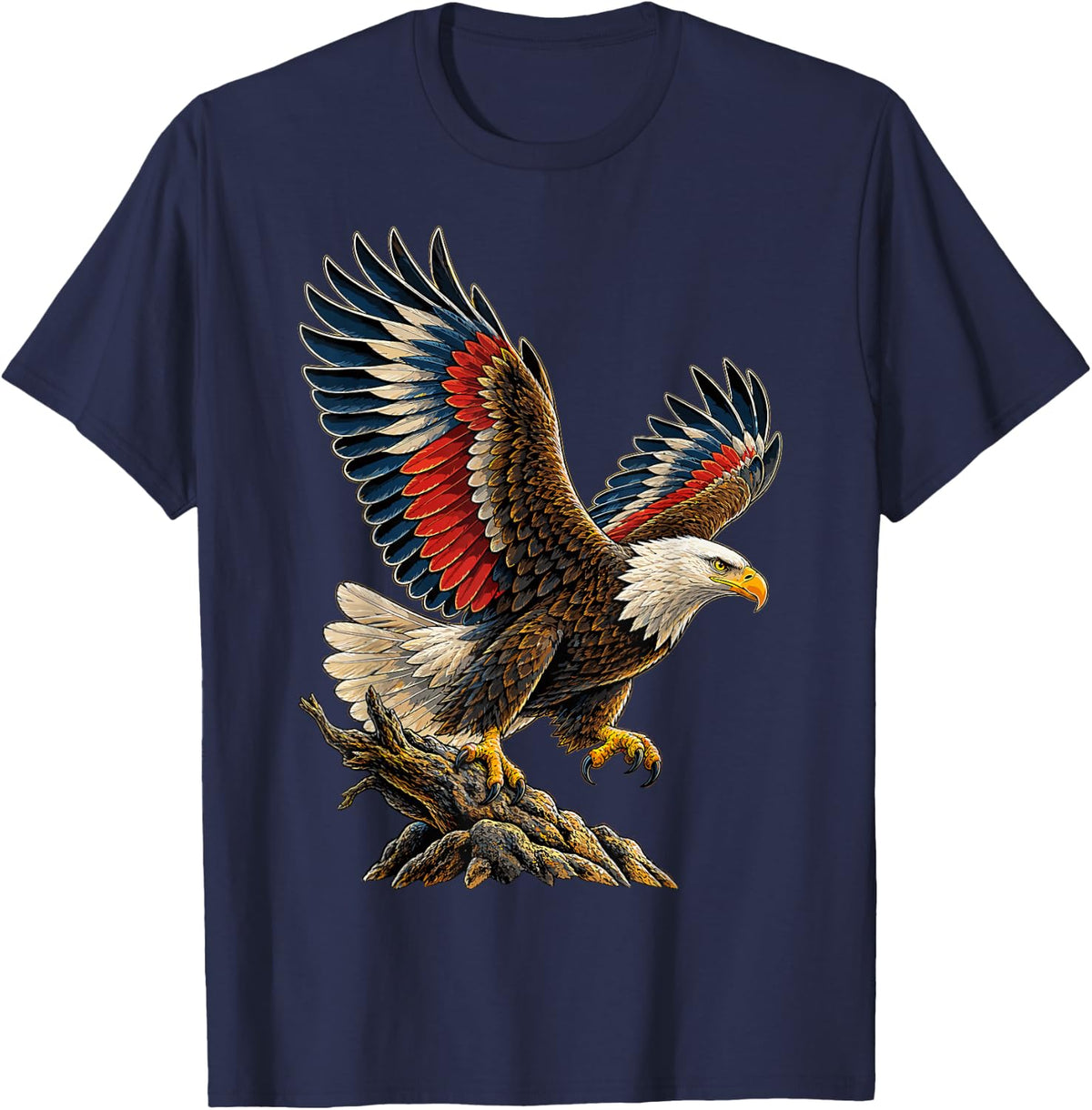 Majestic Bald Eagle in Flight T-Shirt - Navy Blue