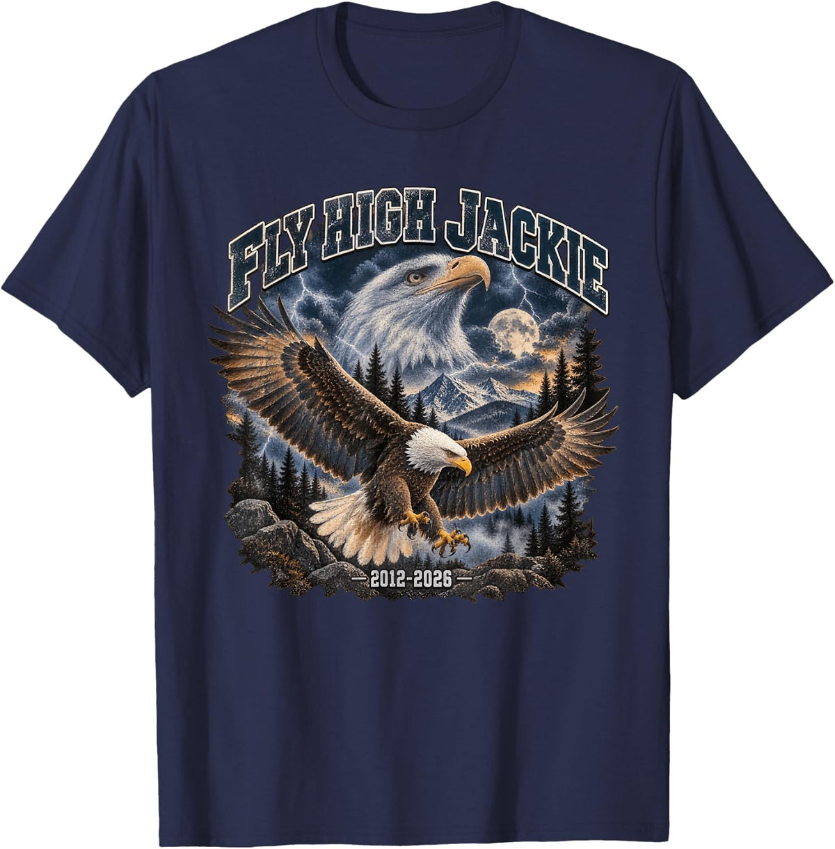 Fly High Jackie, Jackie and Shadow Bald Eagle for Men Women T-Shirt - Navy Blue