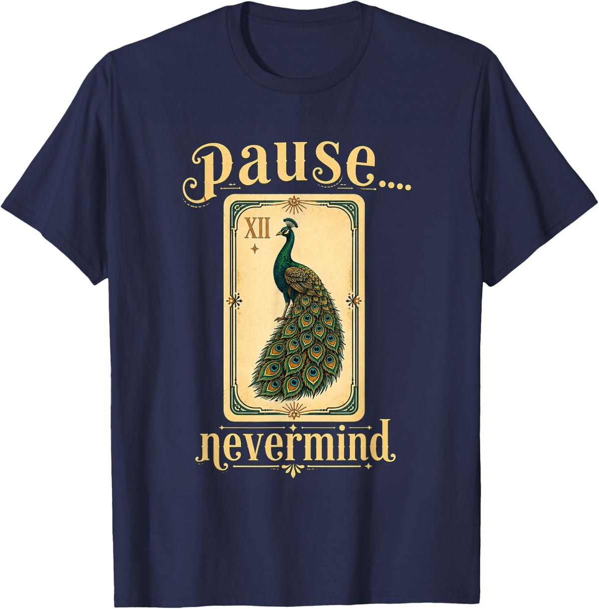Pause Nevermind Vintage Funny Mahjong Lovers Tile Game T-Shirt - Navy Blue