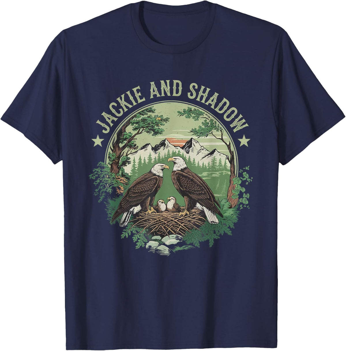 Vintage Jackie And Shadow Bald Eagle Family Nature Lovers T-Shirt - Navy Blue