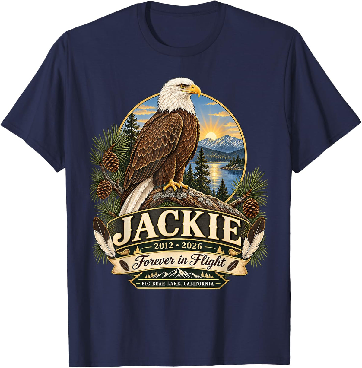Jackie Big Bear Lake Bald Eagle Remembrance T-Shirt - Navy Blue