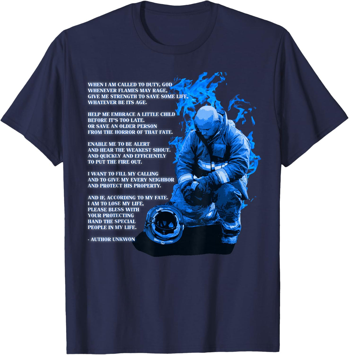 Fire Fighter Prayer Shirt Fire Department Fireman T-Shirt T-Shirt - Navy Blue