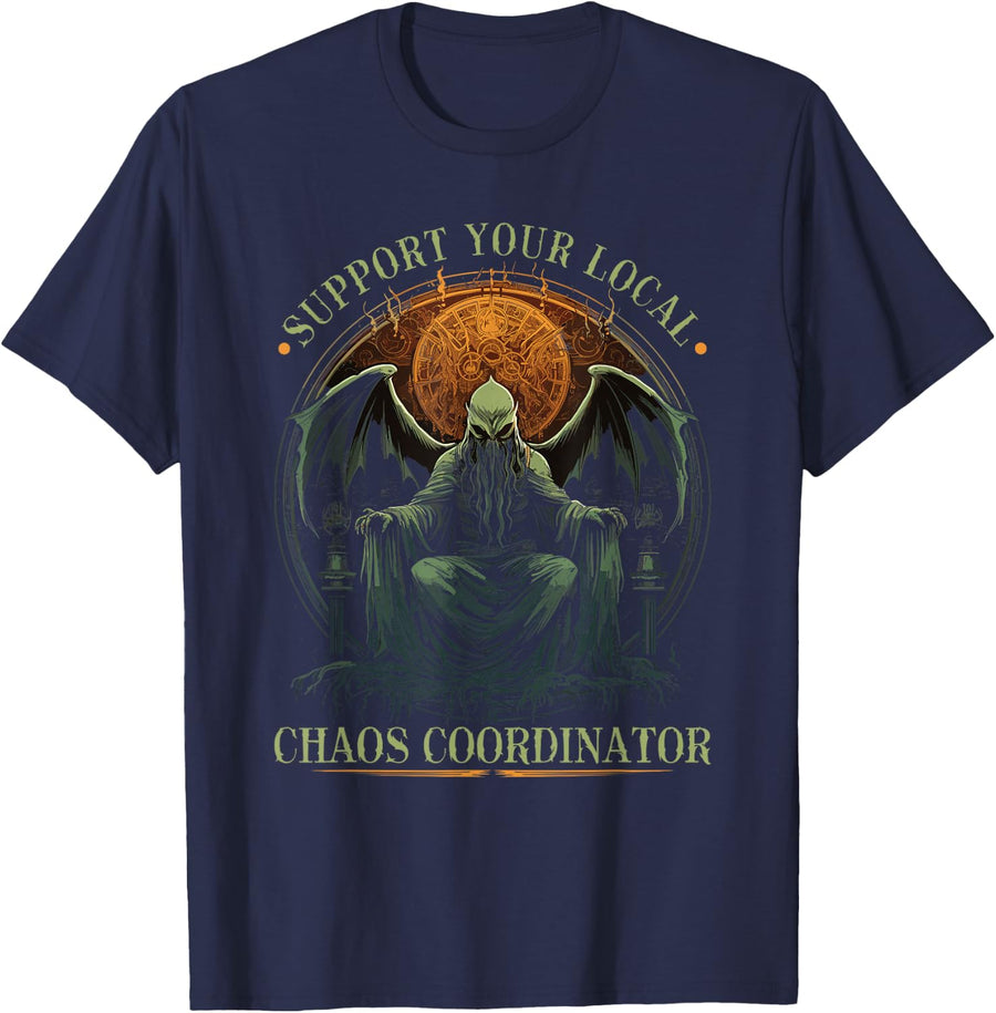 Cthulhu Chaos Coordinator, Cosmic Horror Cthulhu T-Shirt - Navy Blue