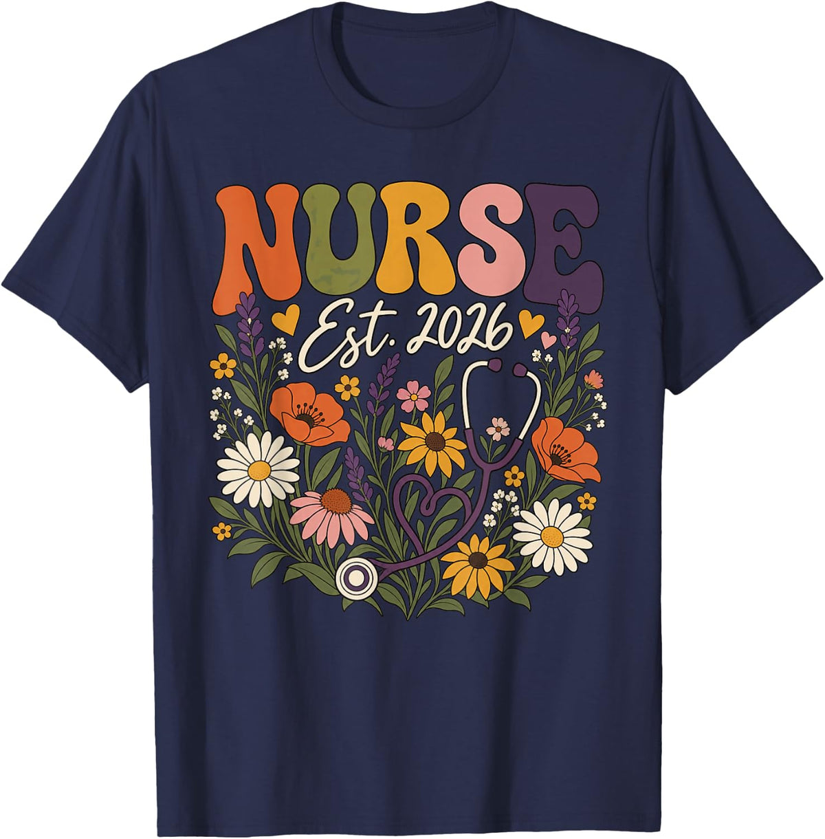 Nurse Est 2026 Nursing School Graduation T-Shirt - Navy Blue