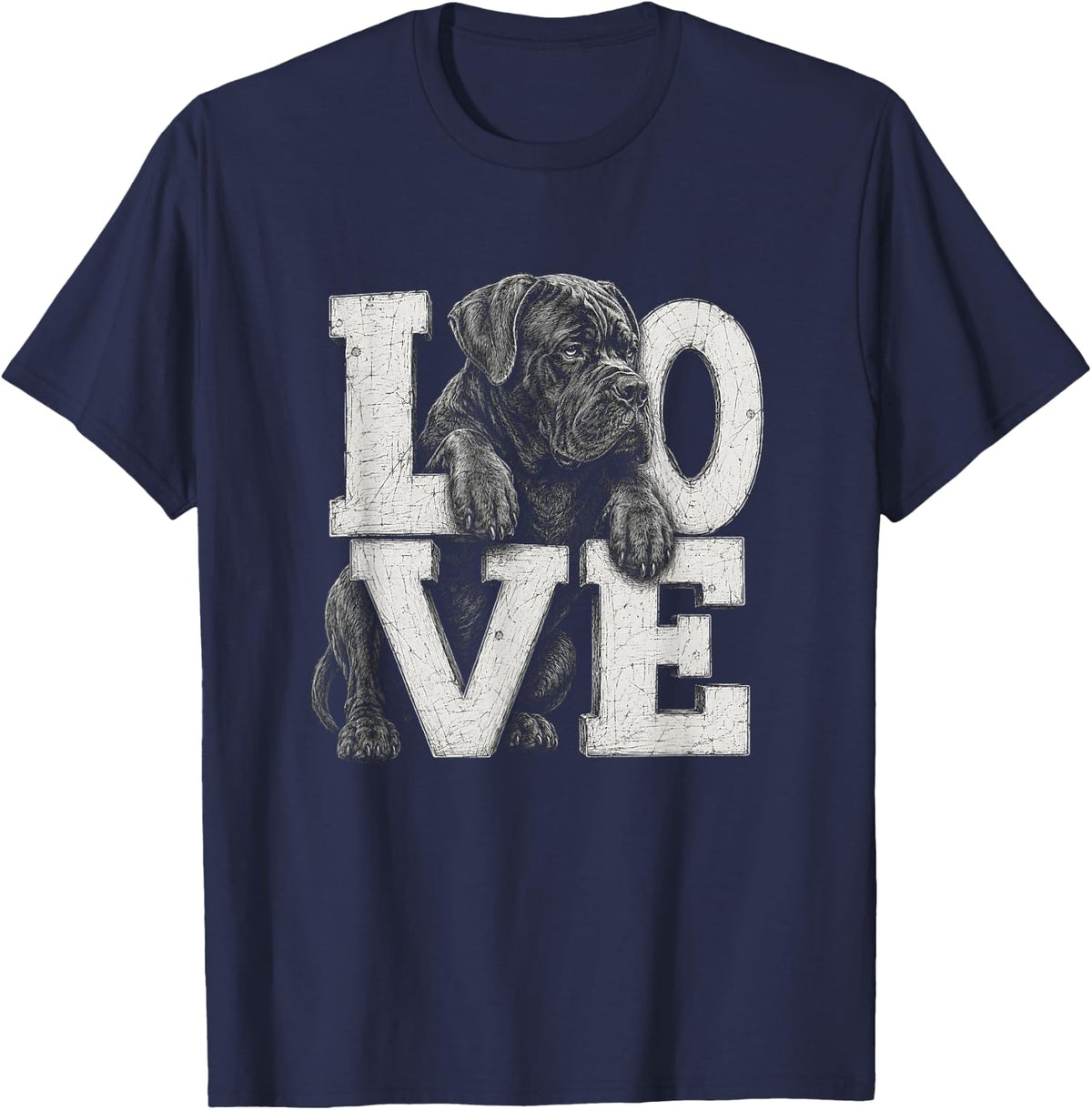 Cane Corso Love Word Artwork Design T-Shirt - Navy Blue