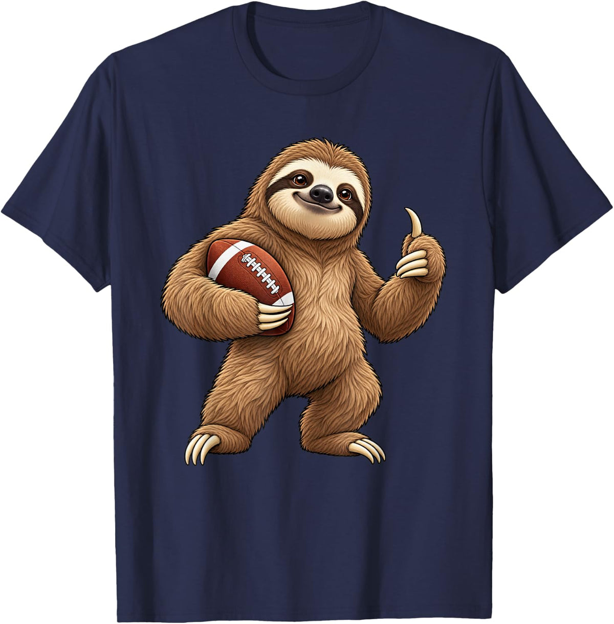 Funny Sloth Football T-Shirt - Navy Blue