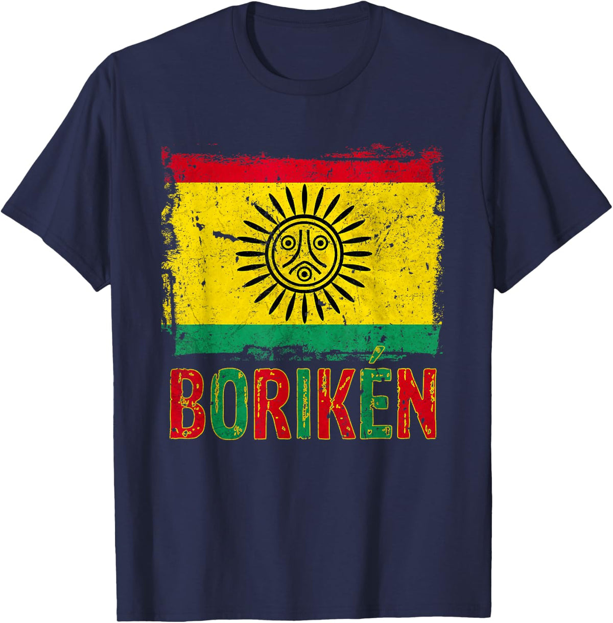 Taino Nation Flag Boriken Borinquen Native American Arawak T-Shirt - Navy Blue