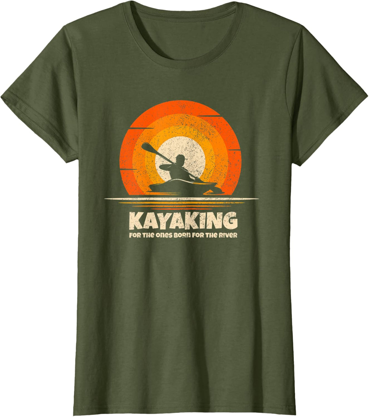Kayak Kayaking Born for the River Kayaker Funny Kayaking T-Shirt - Olive Green