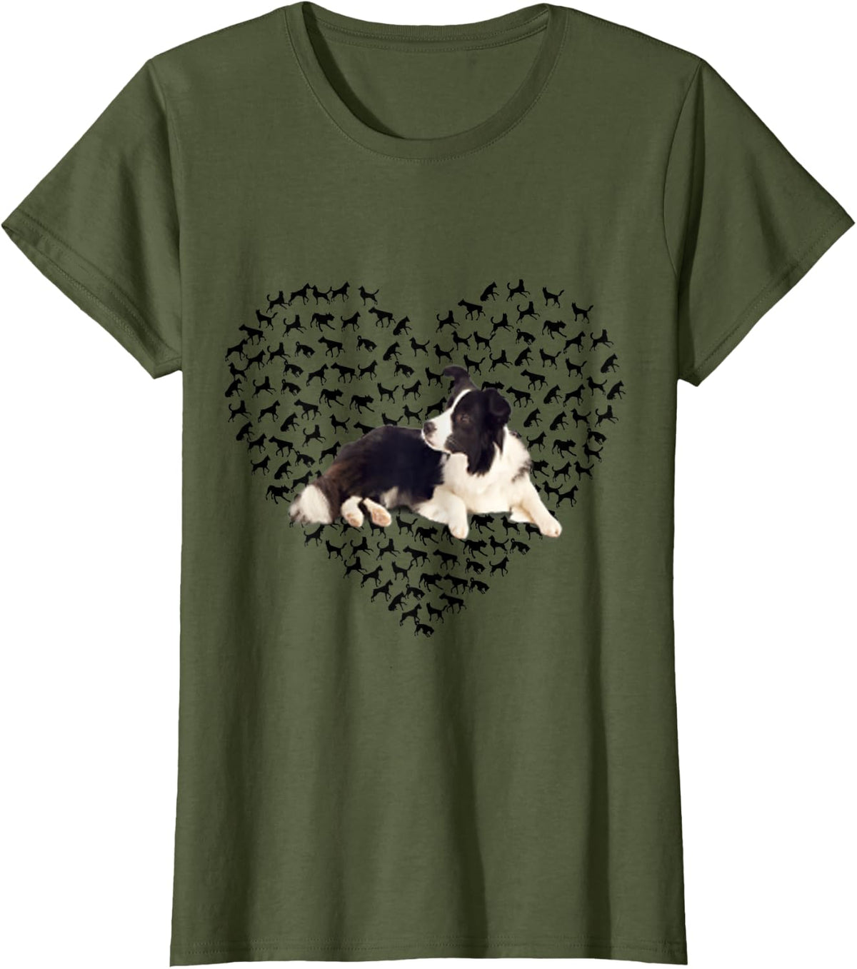 Border Collie Agility Training Cattle Dog Men Women Kids T-Shirt - Olive Green