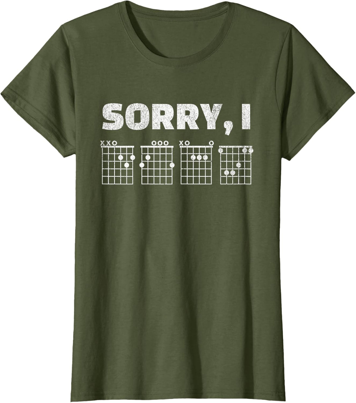 Sorry I DGAF Guitar Chord For Men Women Music Band Guitarist T-Shirt - Olive Green