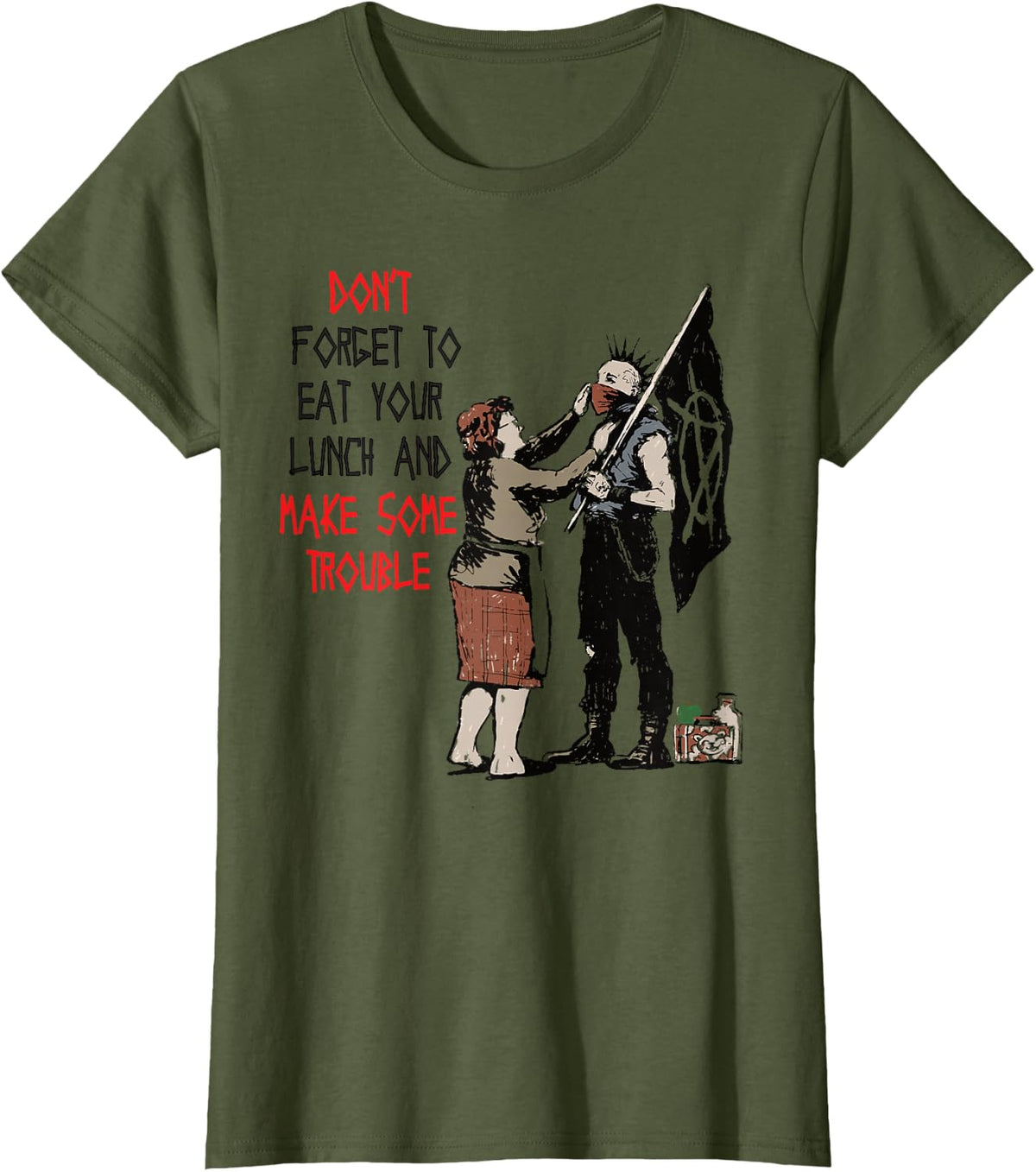 Punk Rebel Revolution Costume Anarchy Flag Sign Symbol Punk T-Shirt - Olive Green