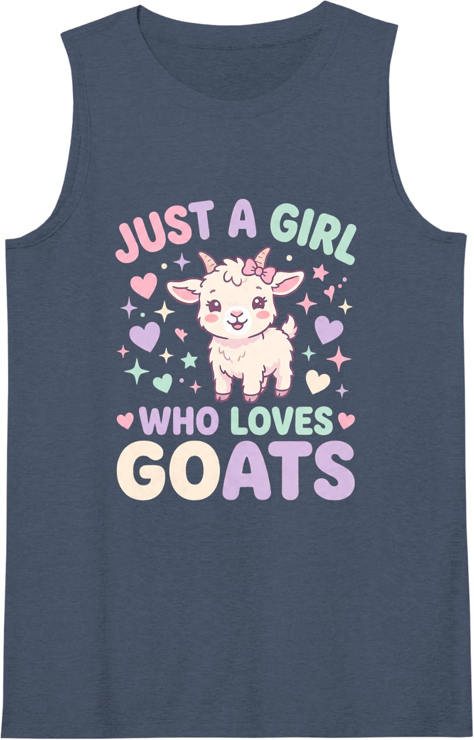 Women's Goat Farm Just a Girl Who Loves Goats Sleeveless Tank Top - Navy Blue