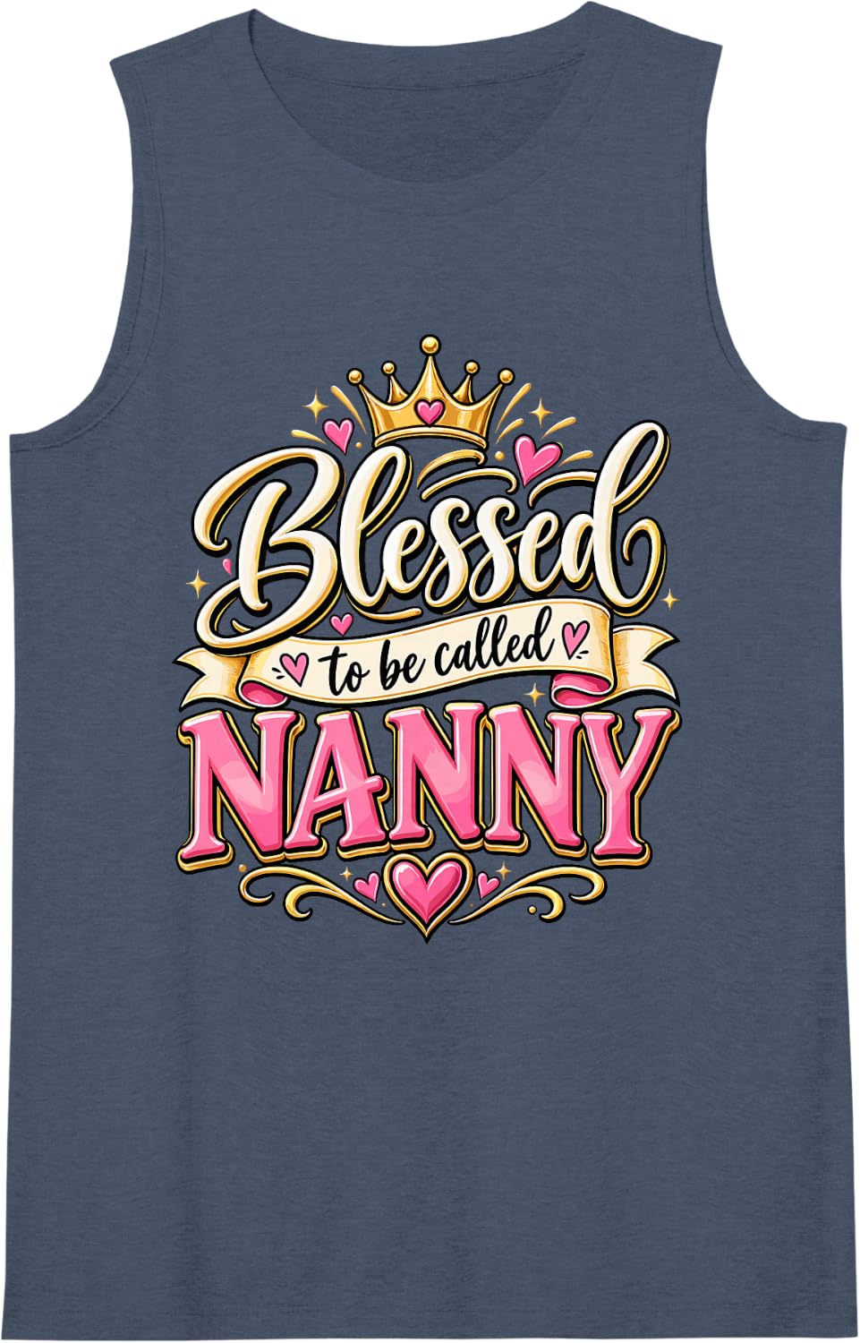 Women's Nanny Pride Designs Funny Grandma Sleeveless Tank Top - Navy Blue