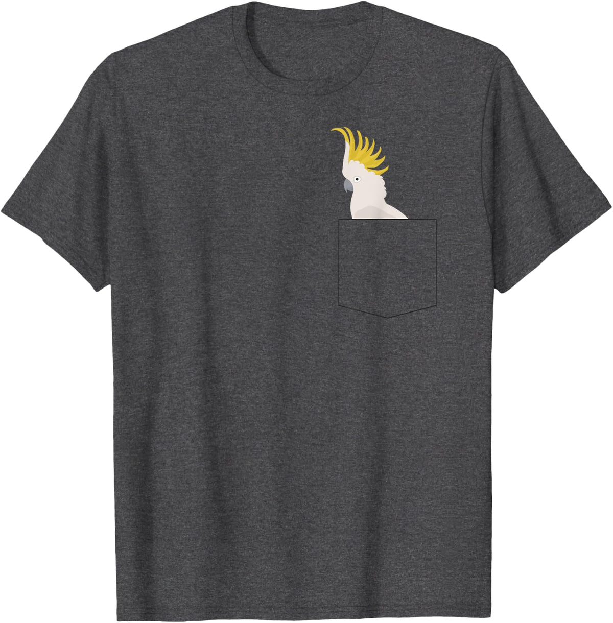 Cockatoo Parrot, Fake Pocket T-Shirt - Dark Heather Grey
