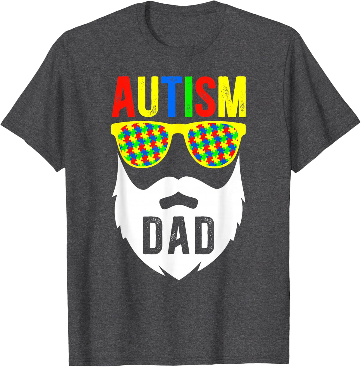 Autism Dad Autism Awareness Autism Warrior Father T-Shirt - Dark Heather Grey