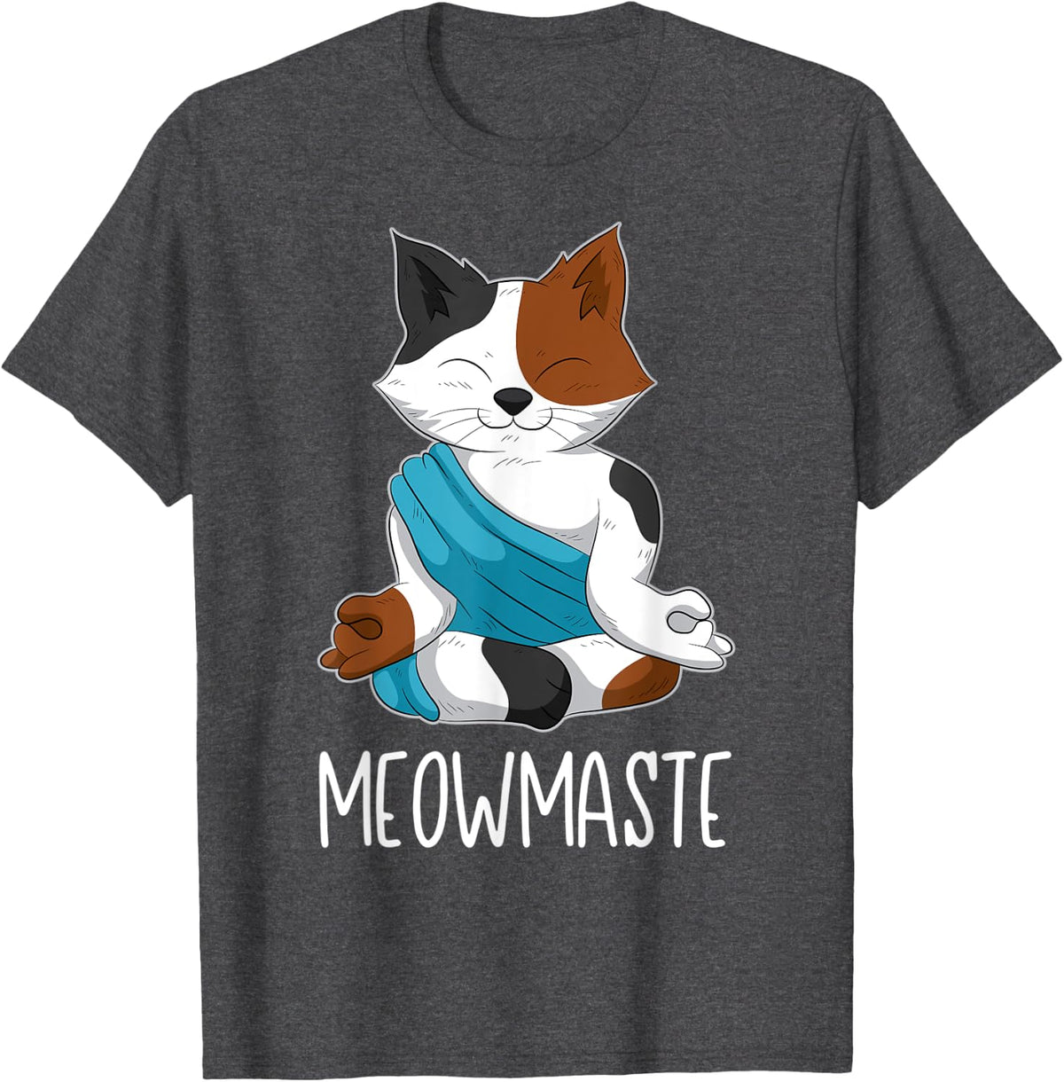 Meowmaste | Meow-maste | Yoga Cat Men Women T-Shirt - Dark Heather Grey