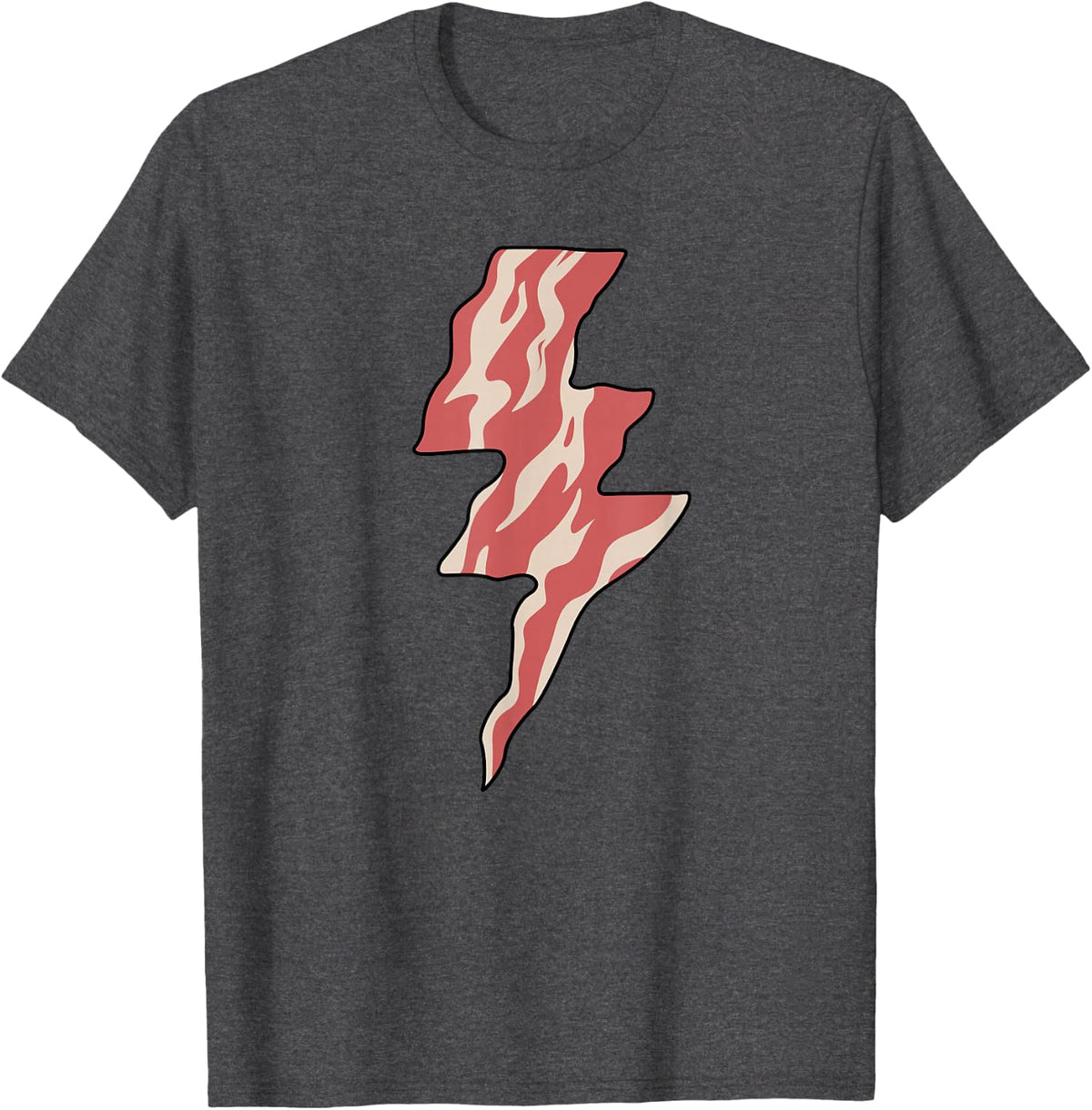 Bacon Super Hero Funny Bacon Lover Lightning T-Shirt Tee for Men Women - Dark Heather Grey
