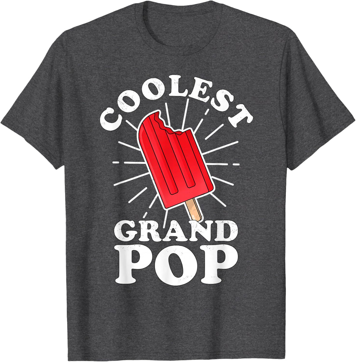Coolest GrandPop Funny Ice Pop Ice Cream Grandpa Fathers Day T-Shirt - Dark Heather Grey