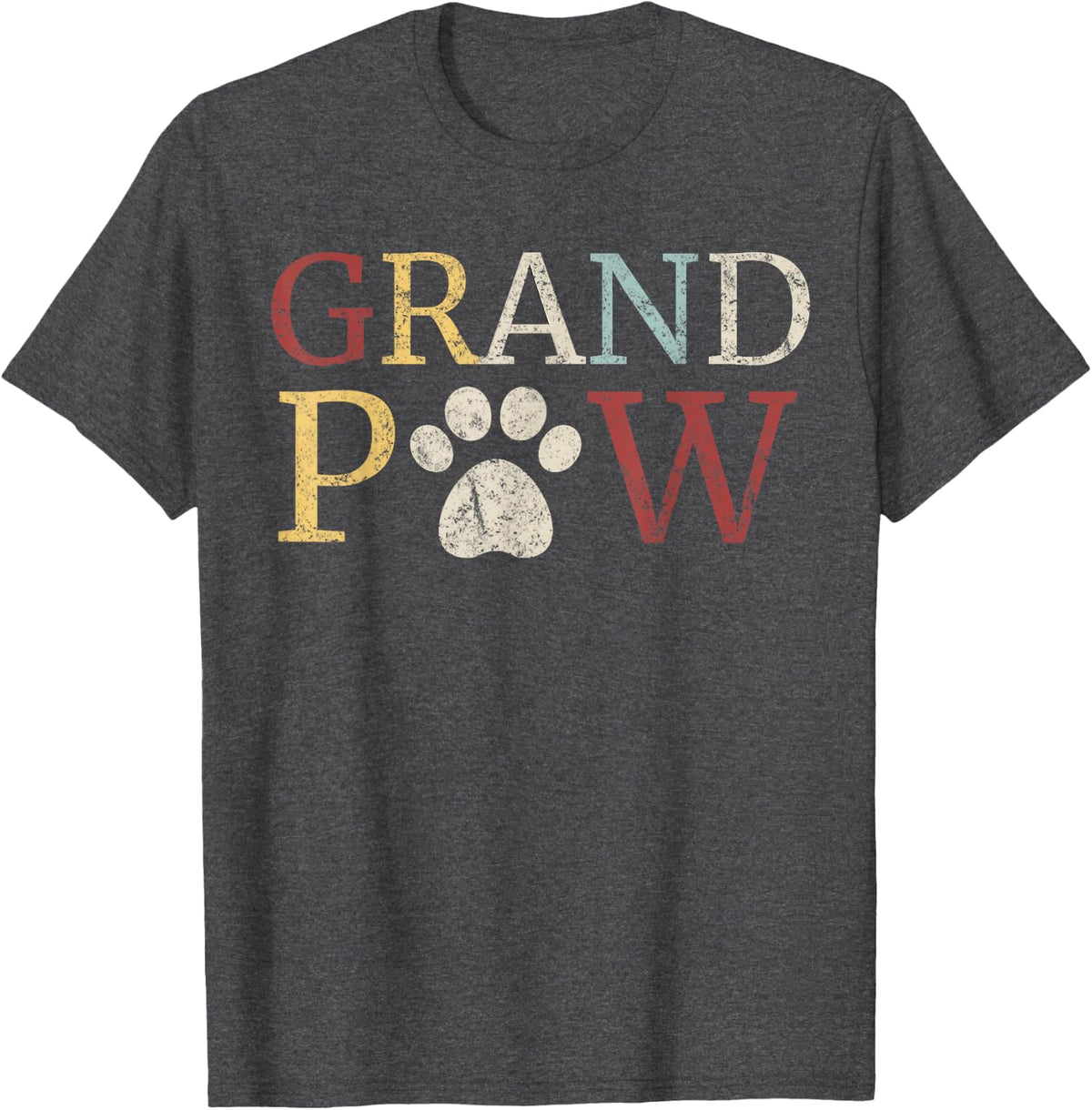 Retro GrandPaw Dog Friend Grandpa Gift T-Shirt - Dark Heather Grey