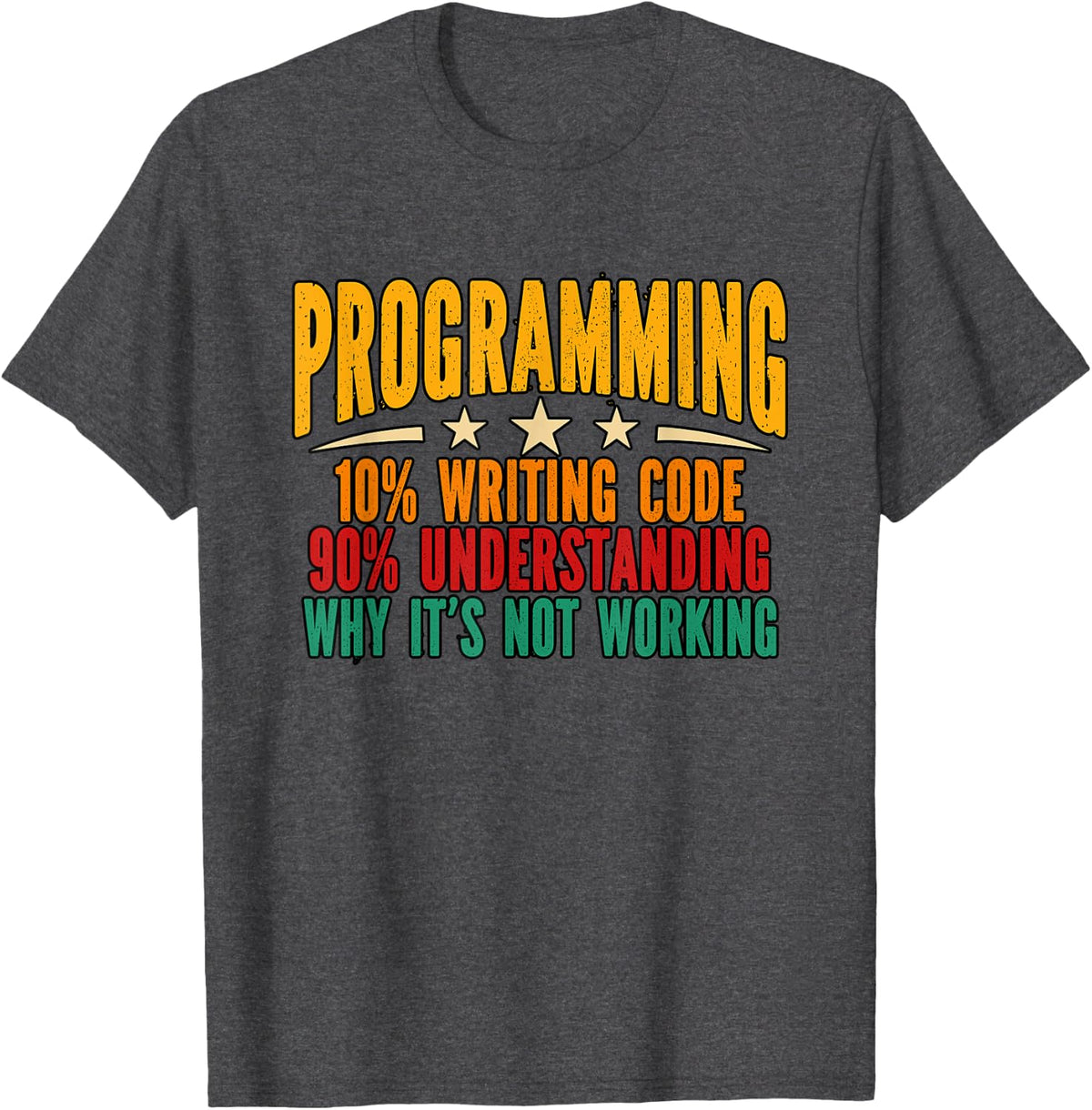Programming Is 10% Writing Code And 90% Understanding T-Shirt - Dark Heather Grey