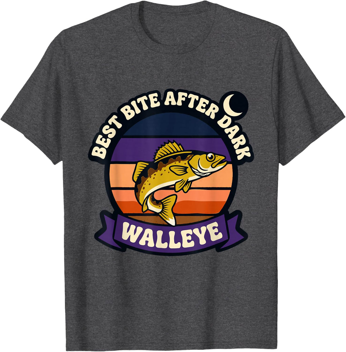 Walleye Fishing Gifts Men Best Bite Dark Angler T-Shirt - Dark Heather Grey