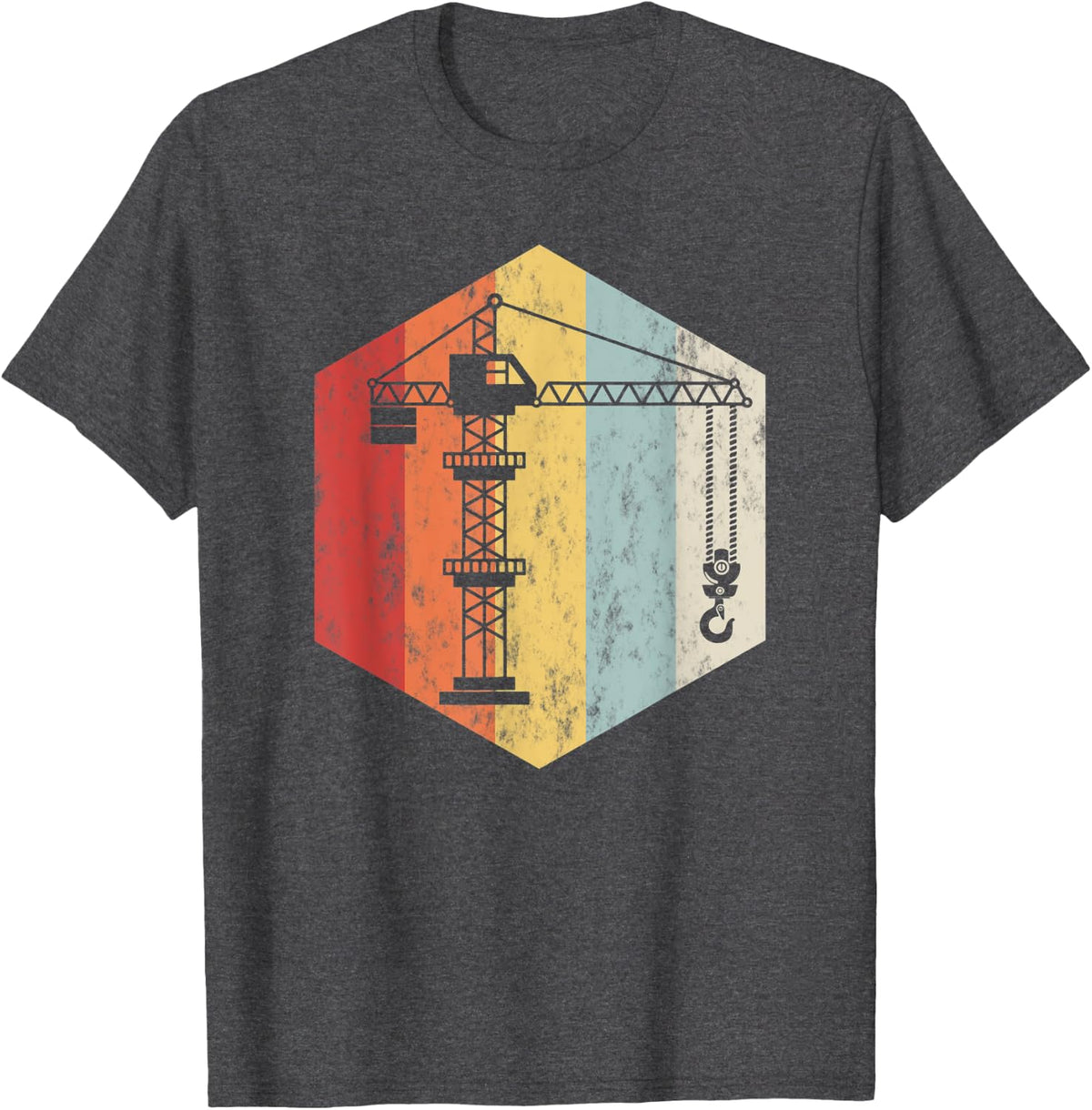 Retro style vintage Tower Crane Operator gift T-Shirt - Dark Heather Grey