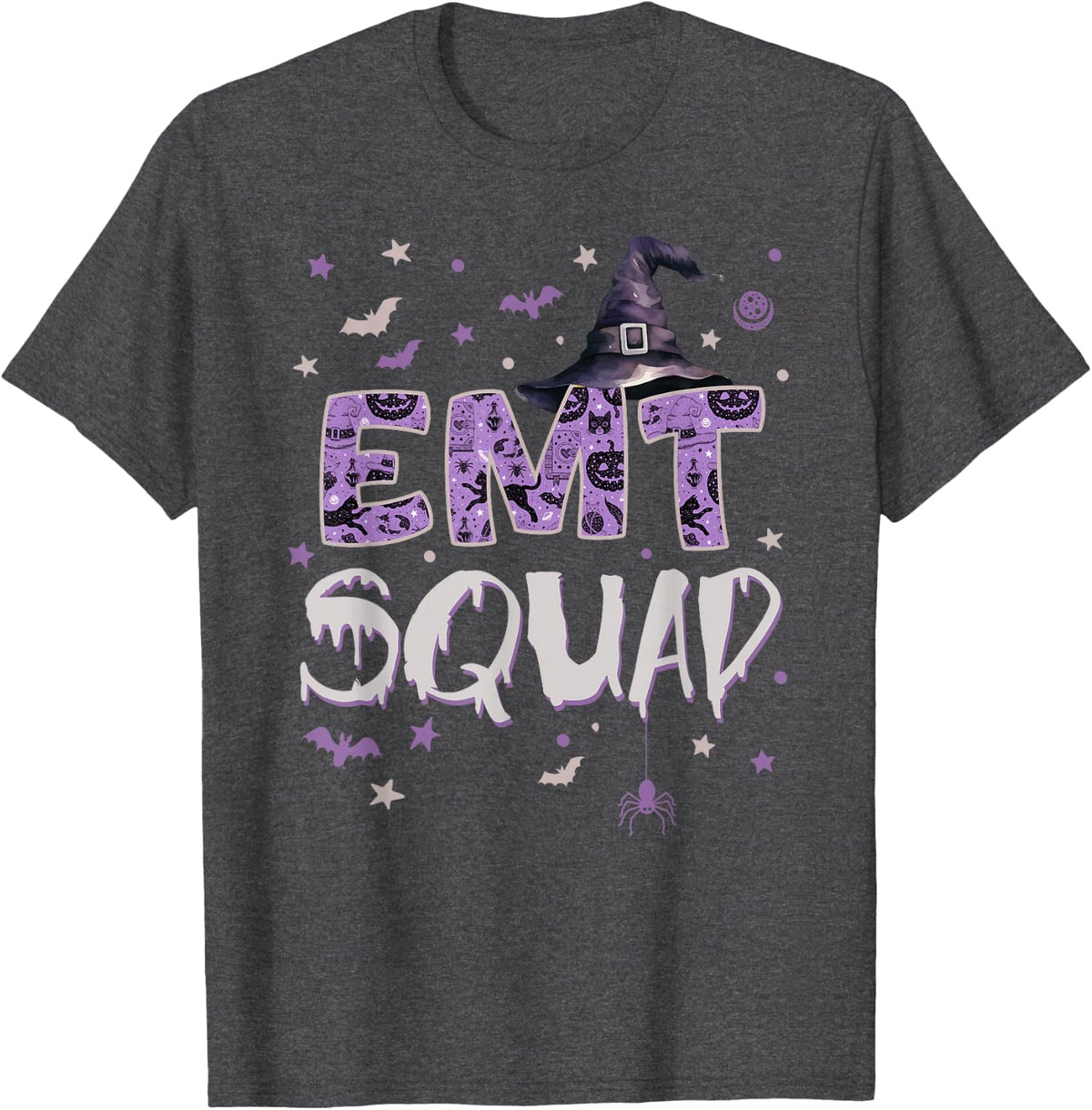 EMT Squad Halloween Fun Emergency Med Tech Witch T-Shirt - Dark Heather Grey
