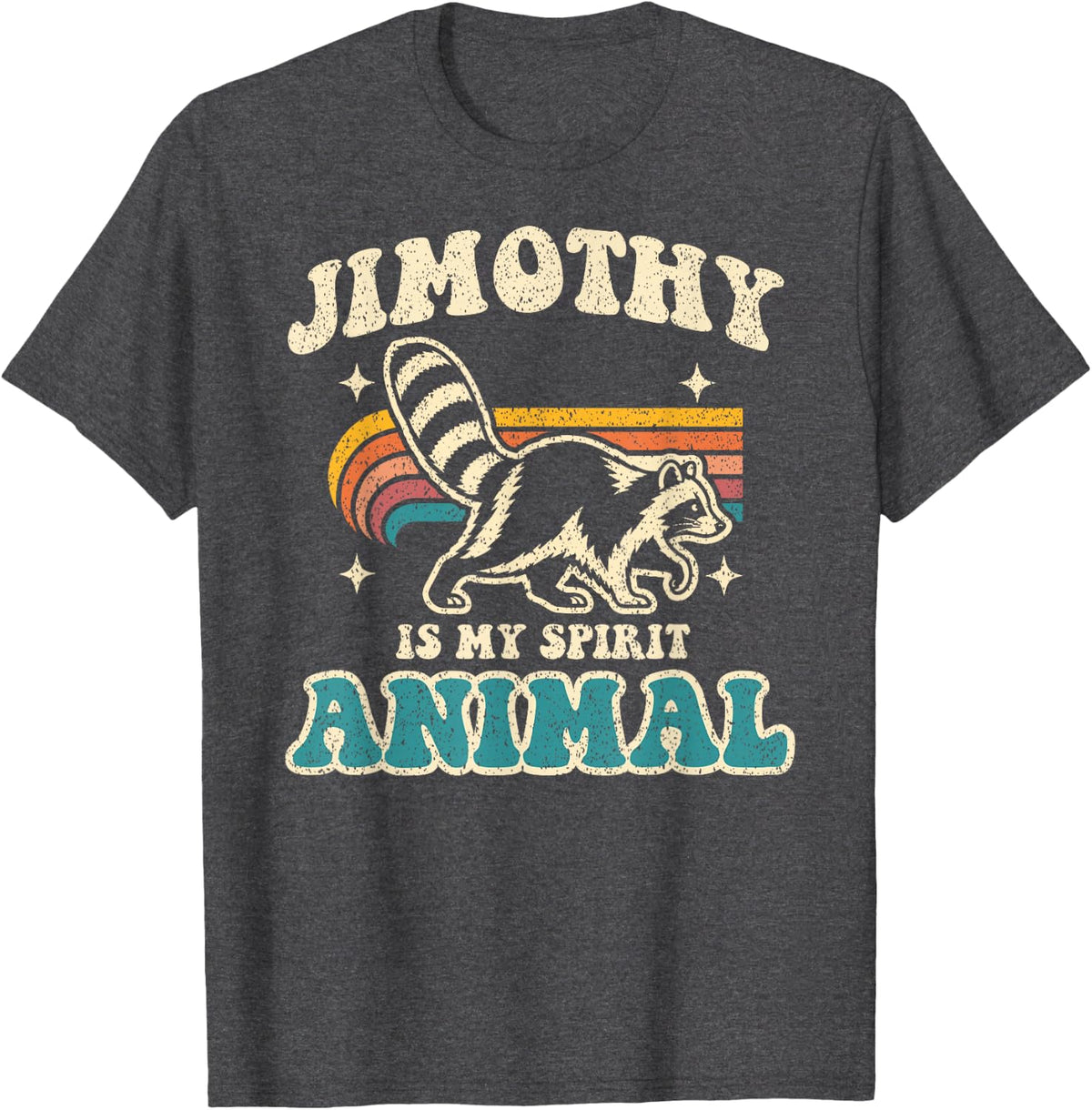 Jimothy is My Spirit Animal Funny Raccoon Retro 70s Graphic T-Shirt - Dark Heather Grey